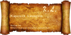 Kupcsik Levente névjegykártya